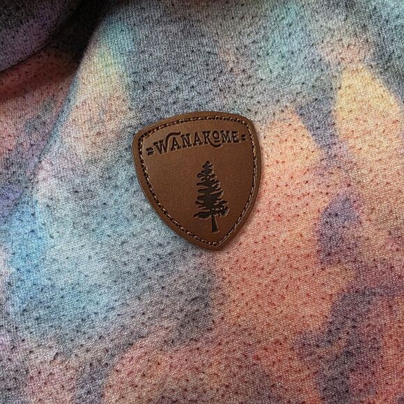 Wanakome Cowl Neck Pullover Size Small Tie Dye Hood Pocket Heavyweight Coral - Picture 10 of 16